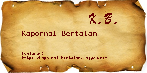 Kapornai Bertalan névjegykártya